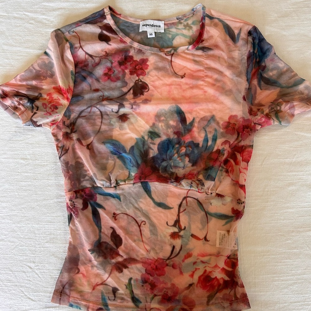 Revolve - Superdown Women’s Sheer Floral Top - Size XS